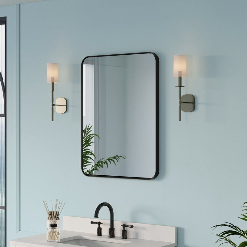 24-in W x 32-in H Black Rectangular Framed Bathroom Vanity Mirror