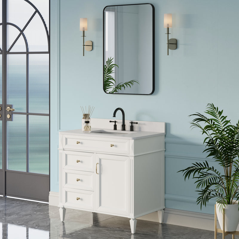 24-in W x 36-in H Black Rectangular Framed Bathroom Vanity Mirror