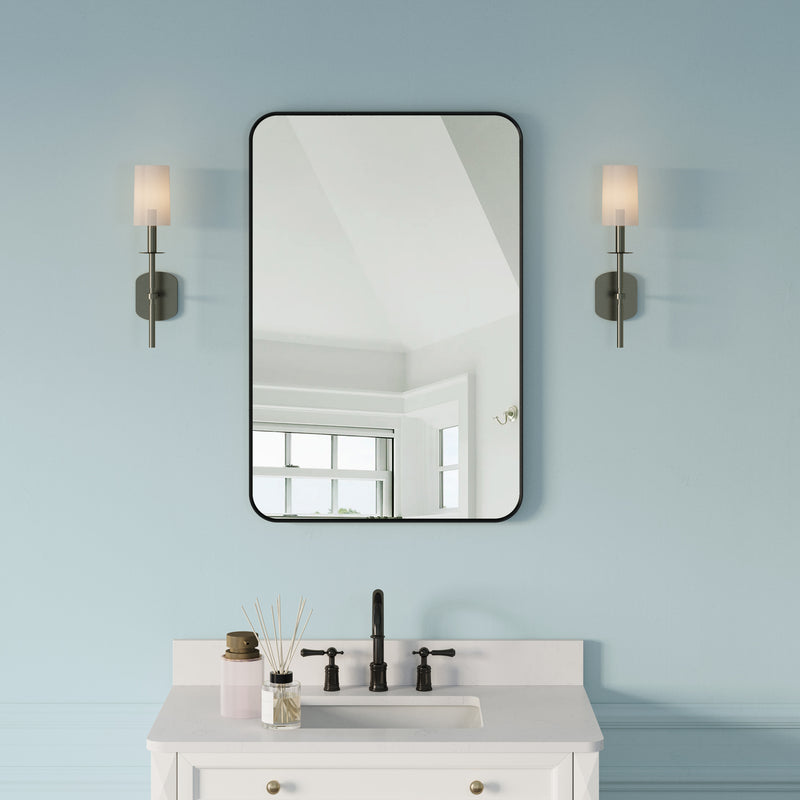 24-in W x 36-in H Black Rectangular Framed Bathroom Vanity Mirror