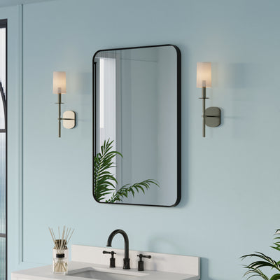 24-in W x 36-in H Black Rectangular Framed Bathroom Vanity Mirror