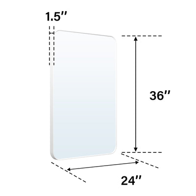 24-in W x 36-in H White Rectangular Framed Bathroom Vanity Mirror