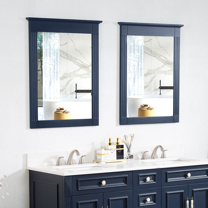 26 in. W x 33 in. H Rectangular Wood Framed Wall Bathroom Vanity Mirror (Set of 2) Navy Blue