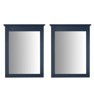 26 in. W x 33 in. H Rectangular Wood Framed Wall Bathroom Vanity Mirror (Set of 2) Navy Blue