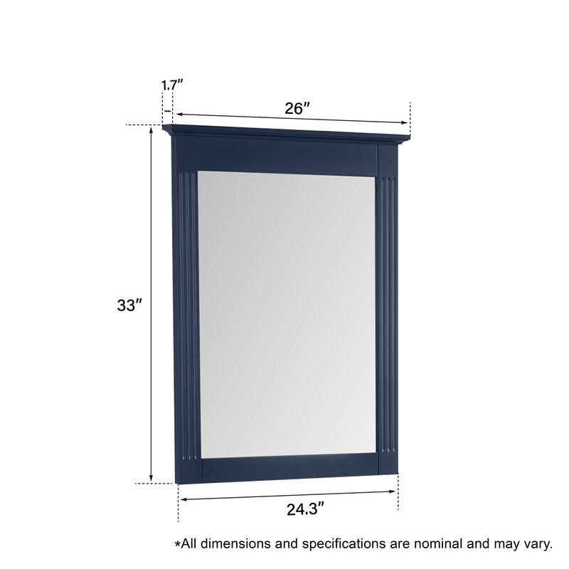 26 in. W x 33 in. H Rectangular Wood Framed Wall Bathroom Vanity Mirror (Set of 2) Navy Blue