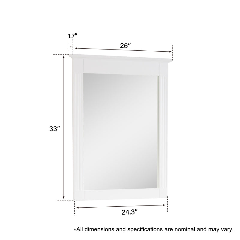 26 in. W x 33 in. H Rectangular Wood Framed Wall Bathroom Vanity Mirror (Set of 2) White