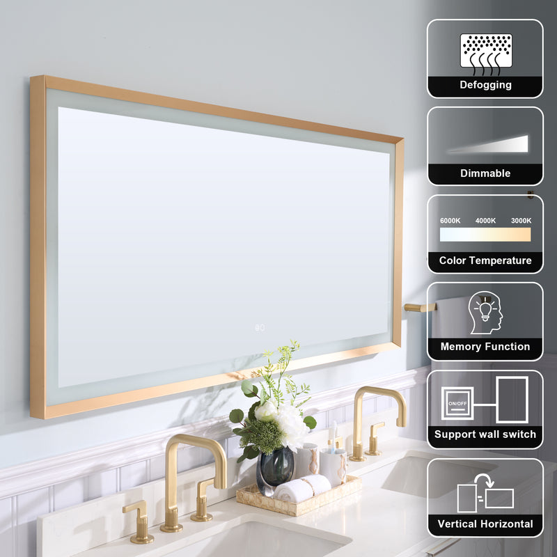 60 in. W x 28 in. H Aluminium Framed Front and Back LED Light Bathroom Vanity Mirror