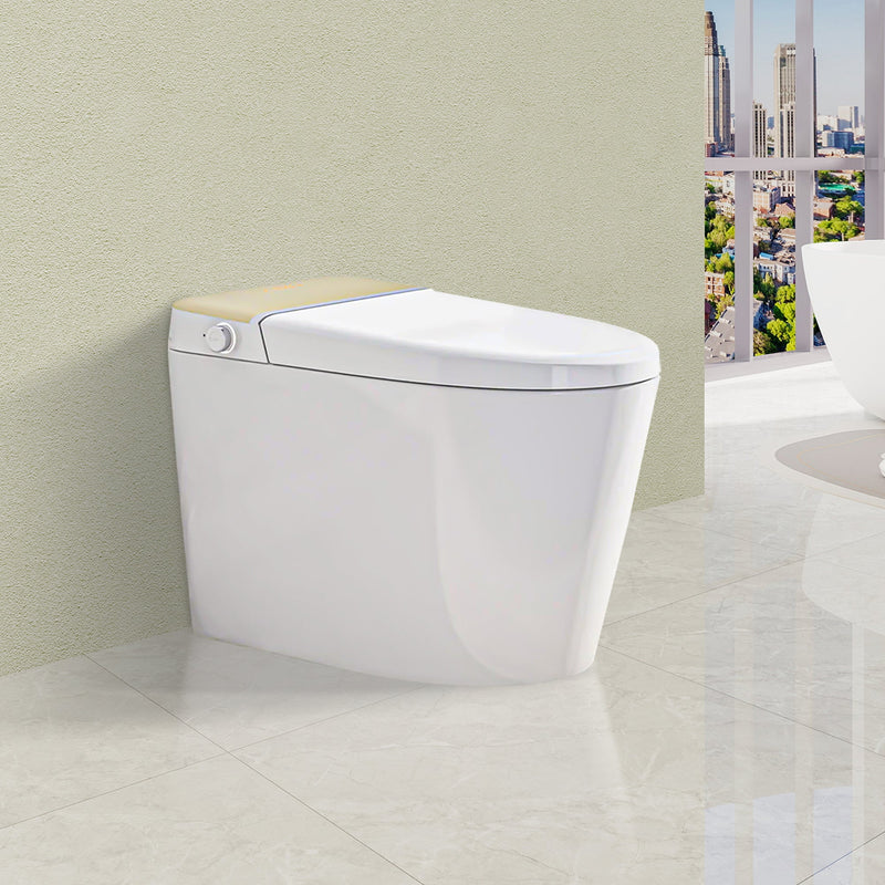 Luxury Smart Toilet With Auto Flush,Foot Sensor Flush,Heated Seat, Auto open lid,Warm Air Drying,Remote Control, LED Temperature Display