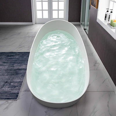 59inch/67inch/71inch Stone Resin Solid Surface Matte Flatbottom Freestanding Bathtub in White