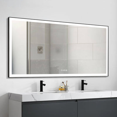 72 in. W x 36 in. H Rectangular Framed LED Light Wall Vertical/Horizontal Bathroom Vanity Mirror in Alumi