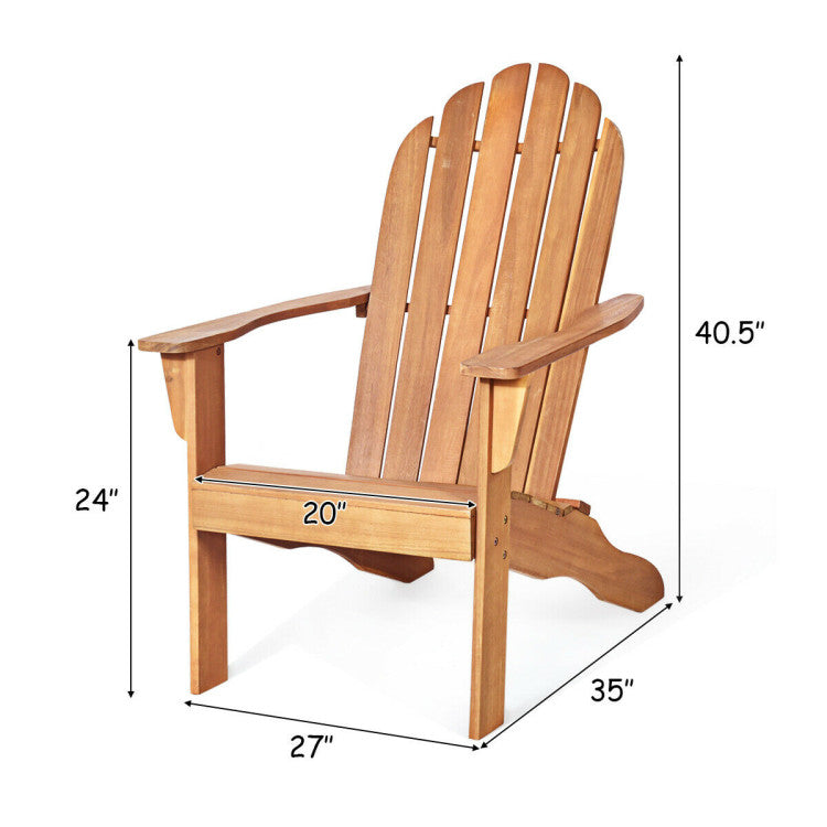 Acacia Wood Outdoor Adirondack Chair with Ergonomic Design