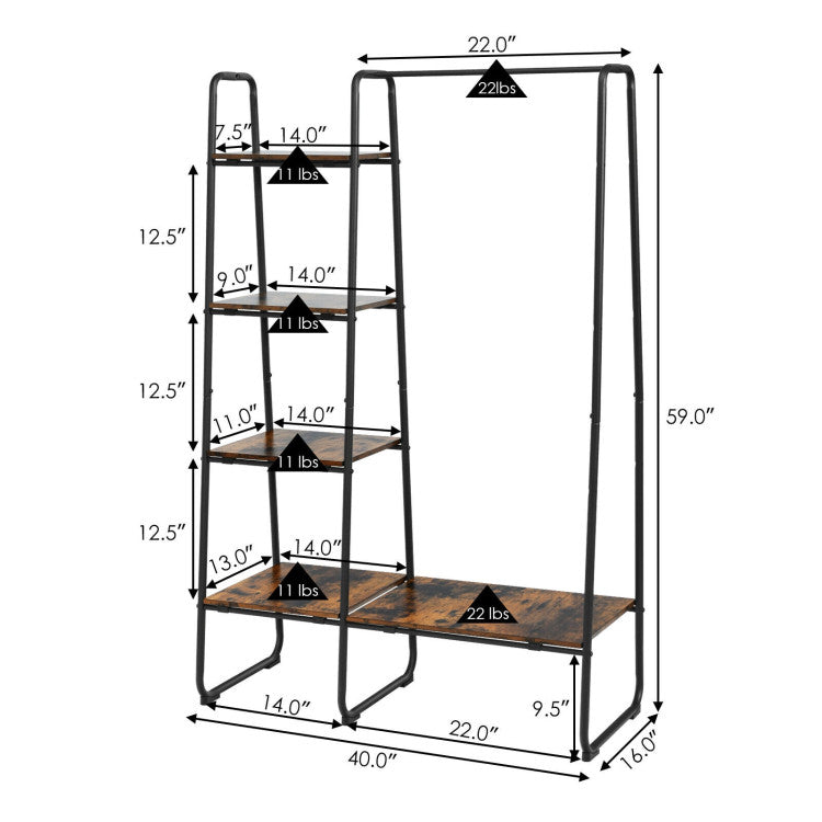 Clothes Rack Free Standing Storage Tower with Hanging Bar