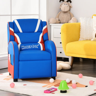 Kids Recliner Chair Gaming Sofa PU Leather Armchair w/Side Pockets