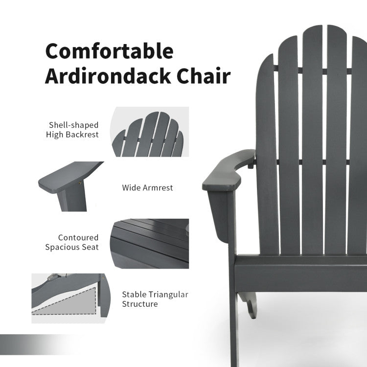 Acacia Wood Outdoor Adirondack Chair with Ergonomic Design