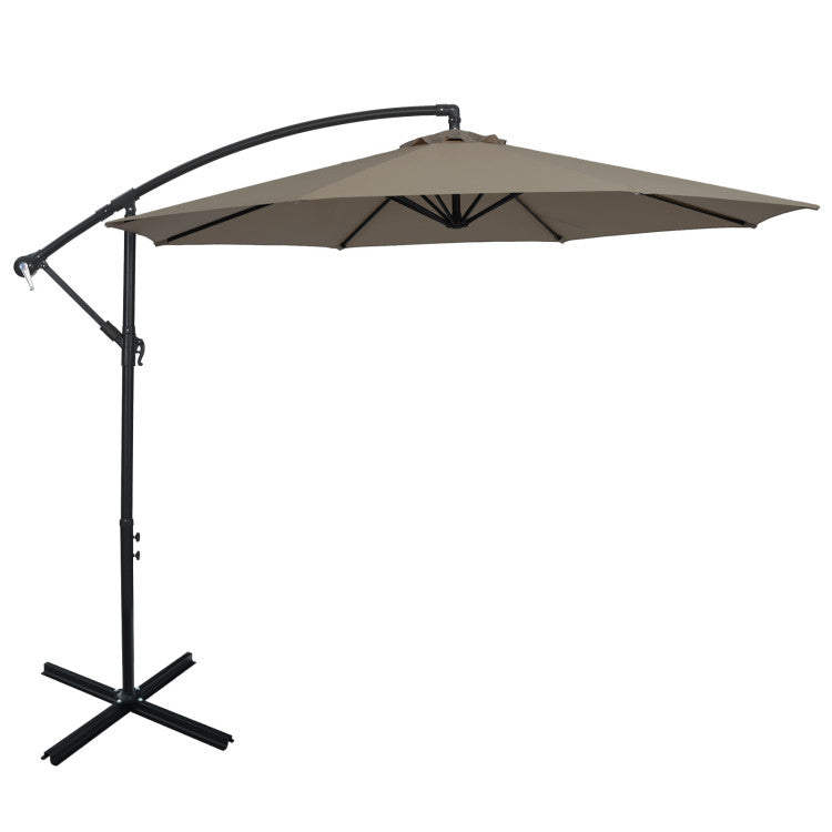 10 Feet Offset Umbrella with 8 Ribs Cantilever and Cross Base