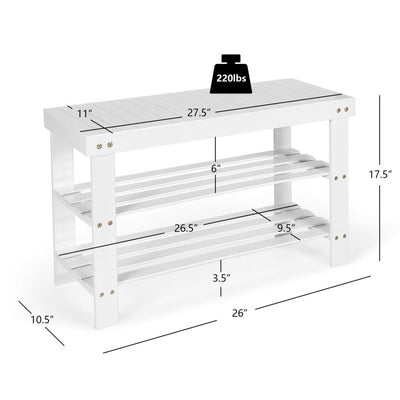 3-Tier Bamboo Shoe Rack Bench for Entryway