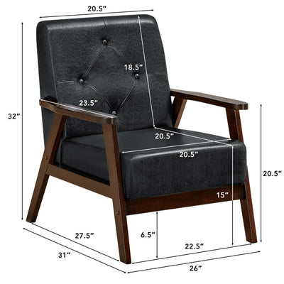 Classic Accent Armchair with Rubber Wood Legs and Armrests