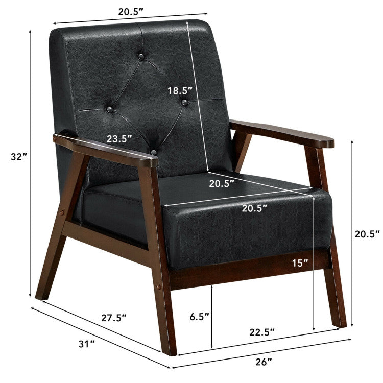 Classic Accent Armchair with Rubber Wood Legs and Armrests