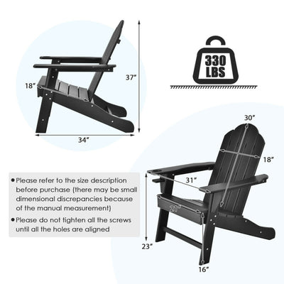 Outdoor Adirondack Chair with Built-in Cup Holder for Backyard Porch