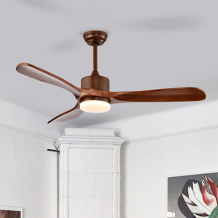 52 Inch Reversible Ceiling Fan with LED Light and Adjustable Temperature