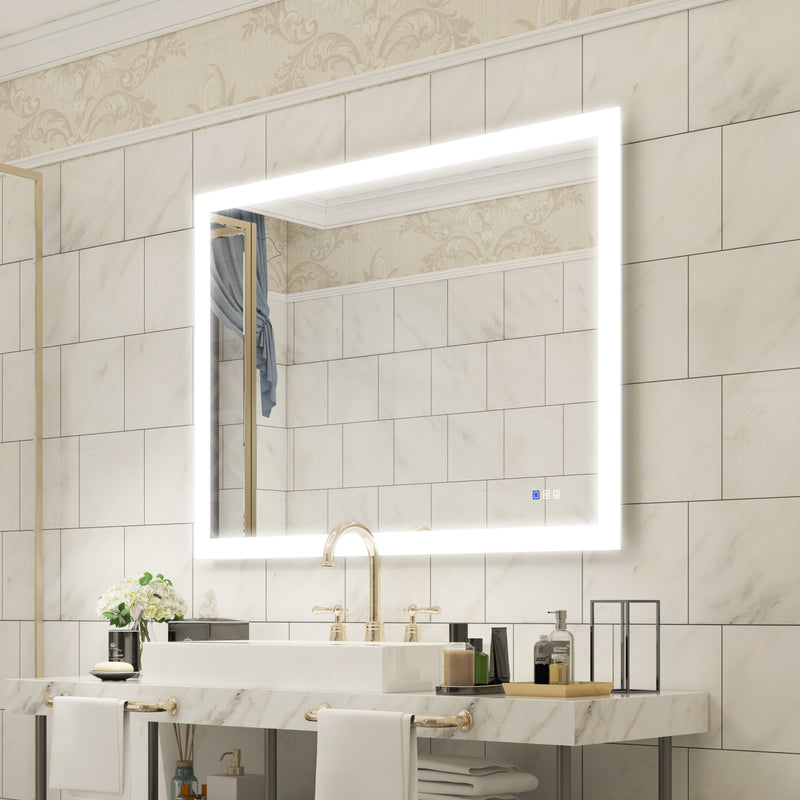 48 in. W x 36 in. H Rectangular Frameless Anti-Fog LED Illuminated Dimmable Wall Mount Premium Bathroom Vanity Mirror