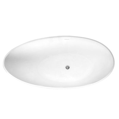 70inch Stone Resin Solid Surface Egg Shape Freestanding Bathtub in Matte White