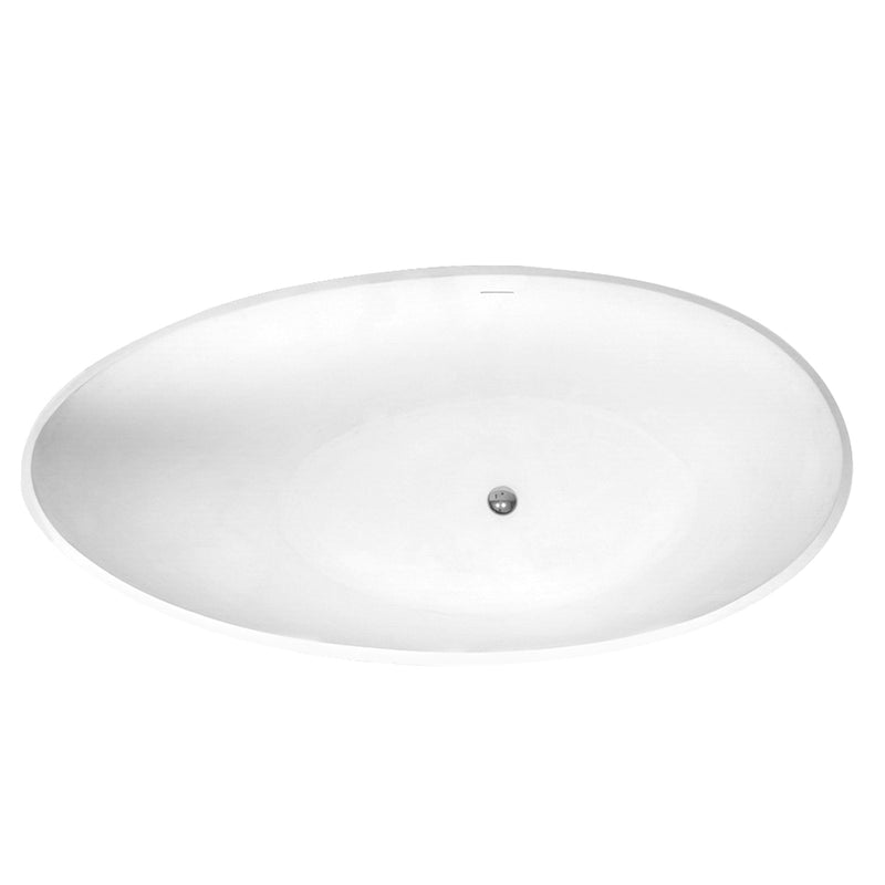 70inch Stone Resin Solid Surface Egg Shape Freestanding Bathtub in Matte White