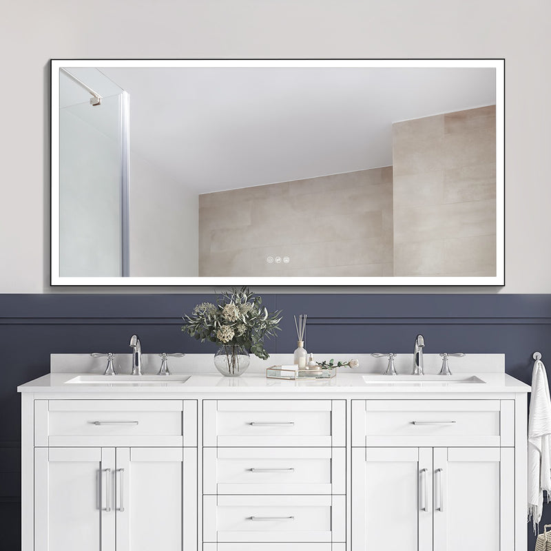 72 in. W x 36 in. H Rectangular Framed LED Light Wall Vertical/Horizontal Bathroom Vanity Mirror in Alumi