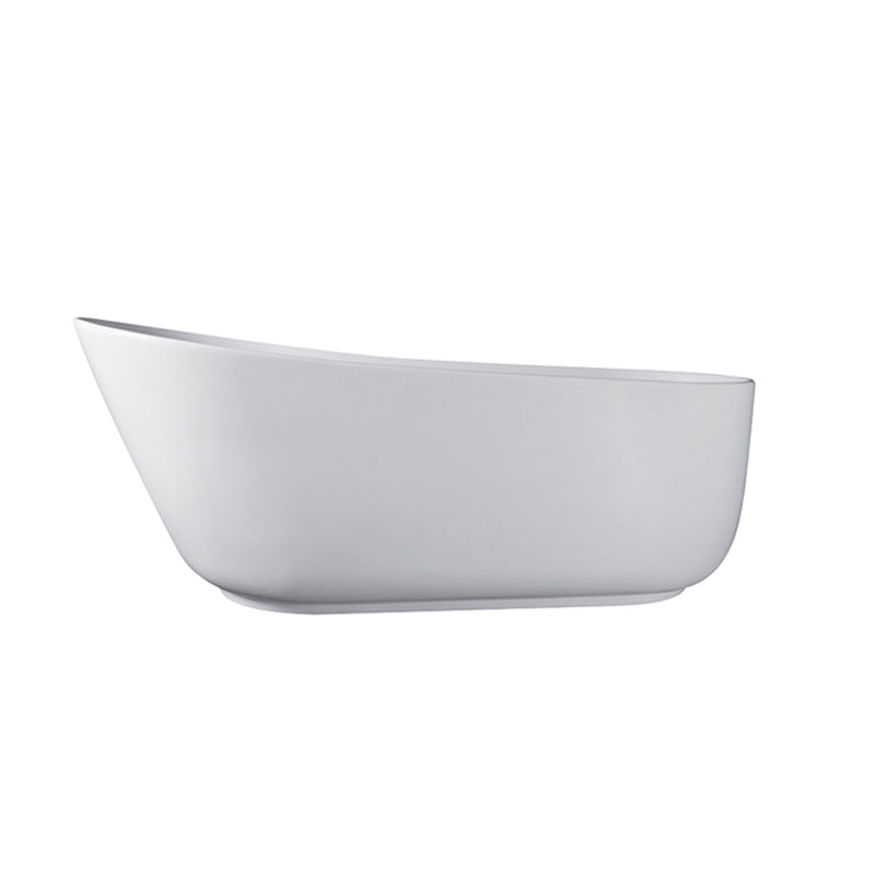 67inch Solid Surface Stone Resin Oval Shape Soaking Bathtub with Overflow in Matte White