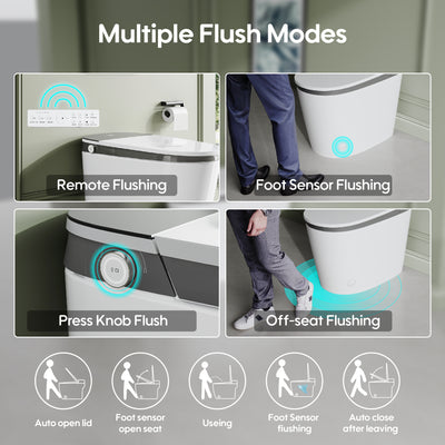 Elongated Smart Bidet Toilet in White with Built-in Tank, Foot Sensor Function, Auto Flush,LED Display