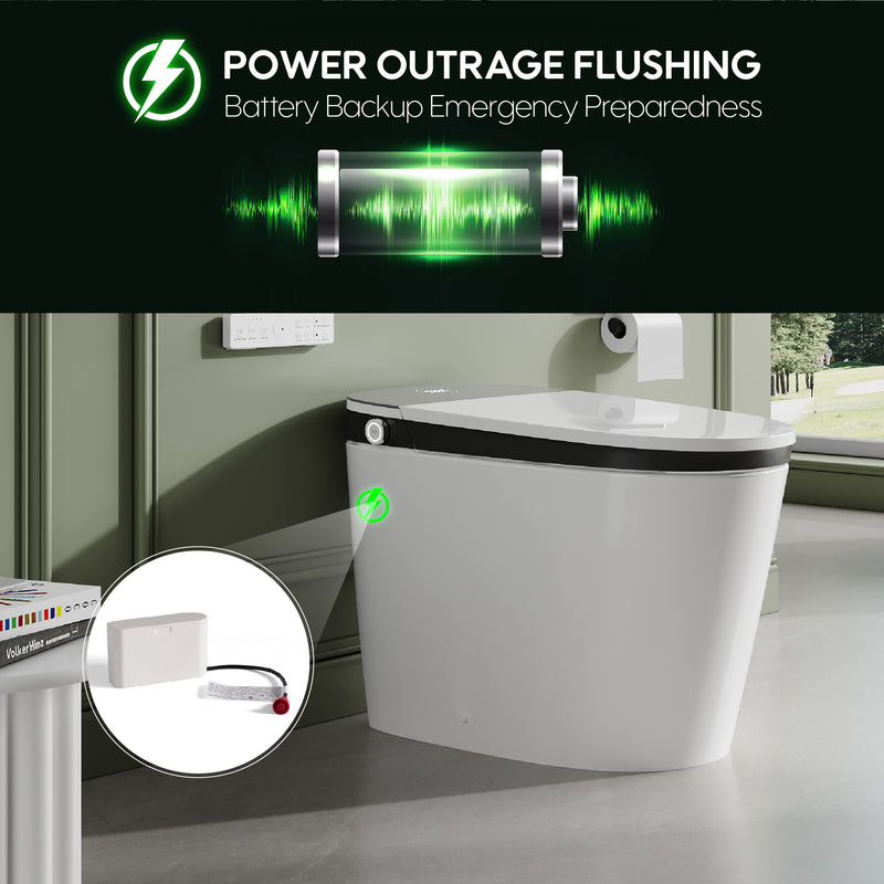 Elongated Smart Bidet Toilet in White with Built-in Tank, Foot Sensor Function, Auto Flush,LED Display