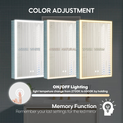 20"x30" LED Bathroom Medicine Cabinet with Lights with Mirror, Defogger, Dimmer, Memory Function,Right Side