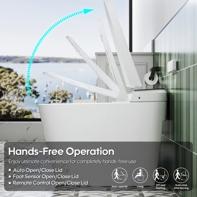 Elongated Smart Bidet Toilet in White with Built-in Tank, Foot Sensor Function, Auto Flush,LED Display