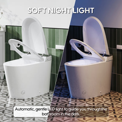 Elongated Smart Bidet Toilet in White with Built-in Tank, Foot Sensor Function, Auto Flush,LED Display