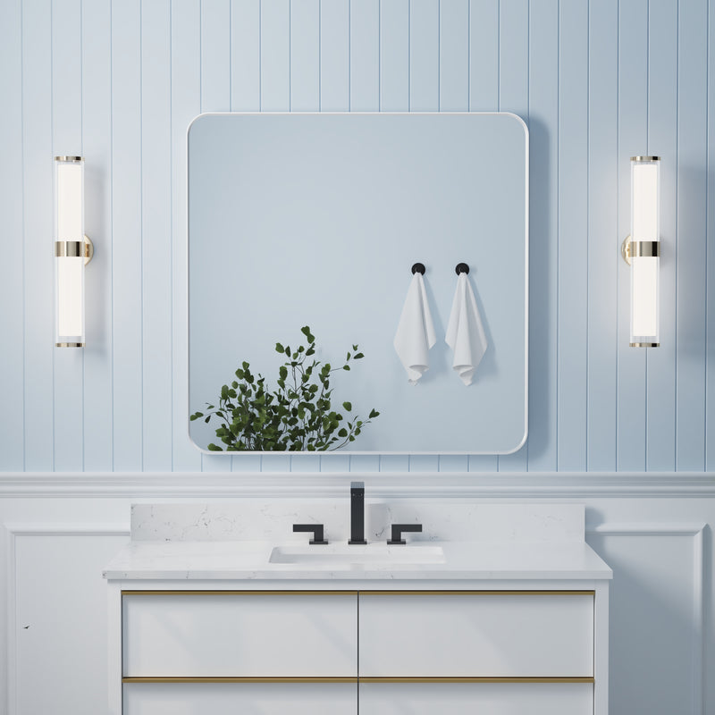 36-in W x 36-in H White Rectangular Framed Bathroom Vanity Mirror