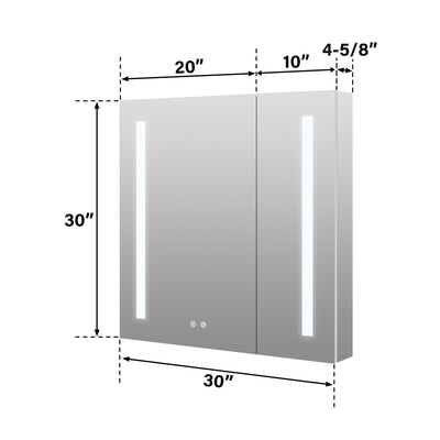 30-in x 30-in Lighted LED Surface/Recessed Mount Aluminum Mirrored Medicine Cabinet with Outlet