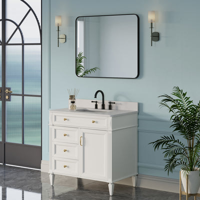 30-in W x 36-in H Black Rectangular Framed Bathroom Vanity Mirror