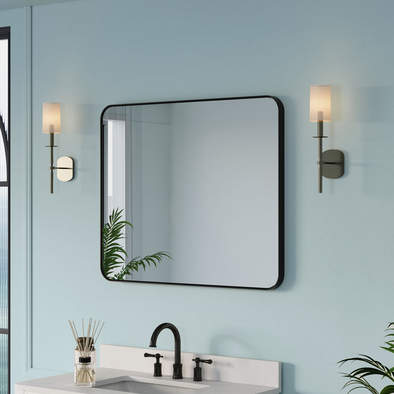 30-in W x 36-in H Black Rectangular Framed Bathroom Vanity Mirror