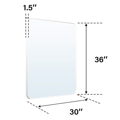 30-in W x 36-in H White Rectangular Framed Bathroom Vanity Mirror