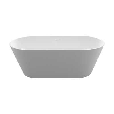 63inch Stone Resin Solid Surface Matte Flatbottom Freestanding Bathtub in White