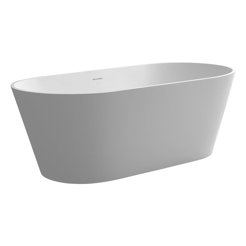 63inch Stone Resin Solid Surface Matte Flatbottom Freestanding Bathtub in White