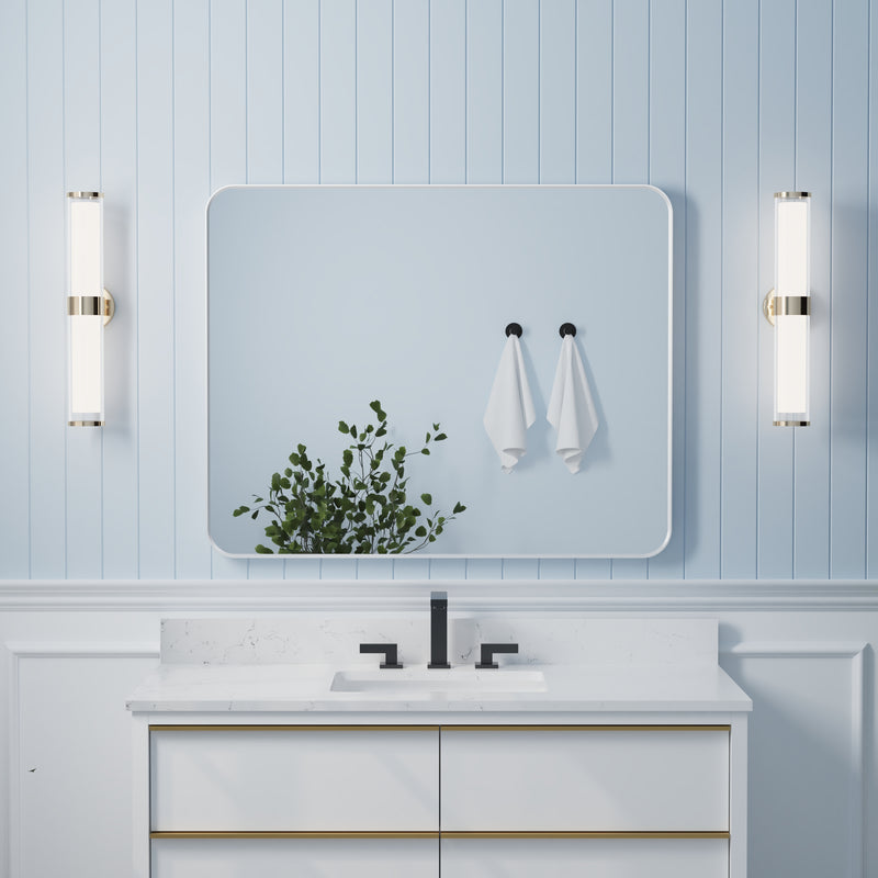 40-in W x 32-in H White Rectangular Framed Bathroom Vanity Mirror