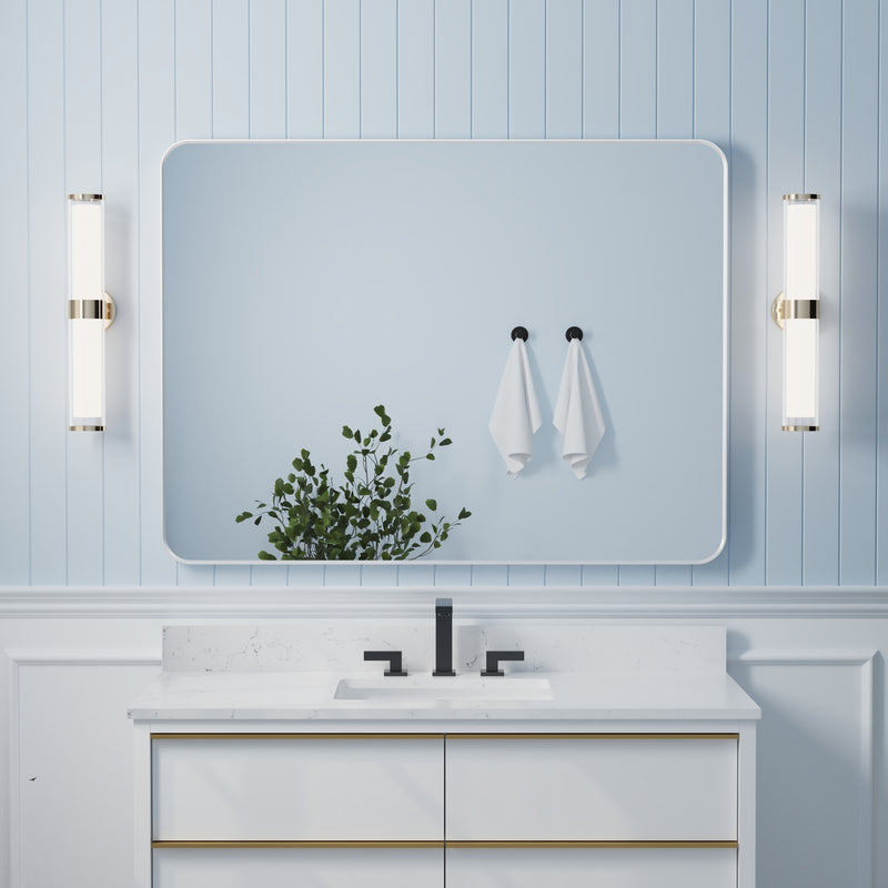 48-in W x 36-in H White Rectangular Framed Bathroom Vanity Mirror