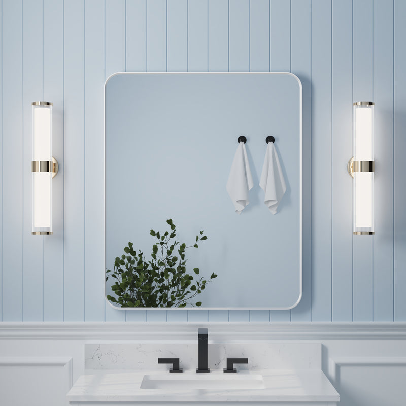 30-in W x 36-in H White Rectangular Framed Bathroom Vanity Mirror