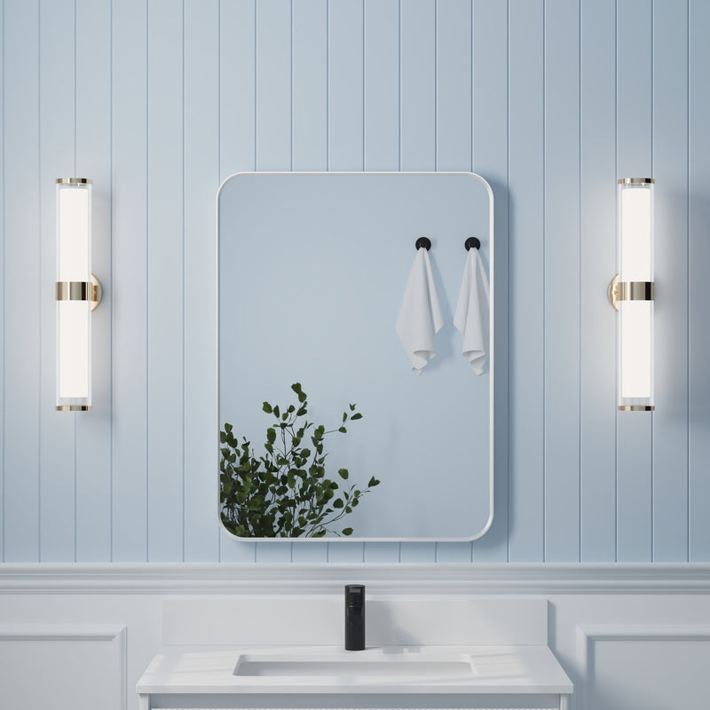 24-in W x 32-in H White Rectangular Framed Bathroom Vanity Mirror