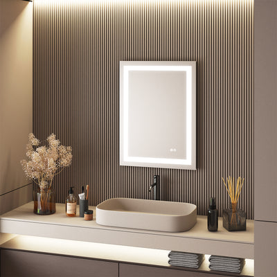 24 in. W x 32 in. H Frameless Rectangular LED Light Bathroom Mirror