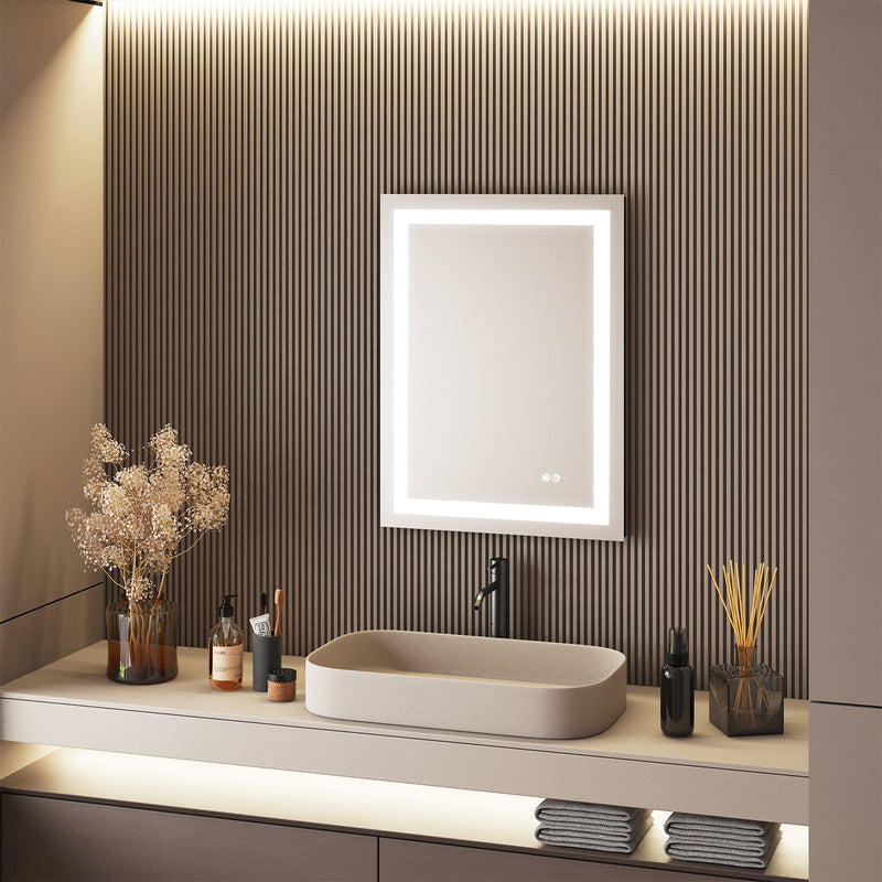 24 in. W x 32 in. H Frameless Rectangular LED Light Bathroom Mirror