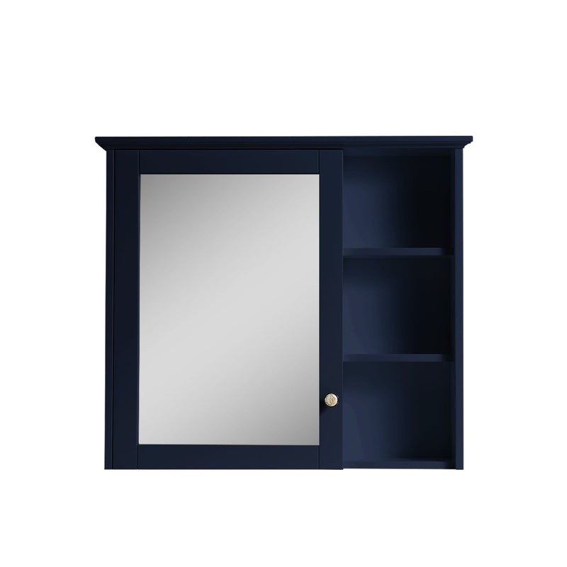 34-in x 30-in Solid Wood Framed Medicine Cabinet with Four Shelvs Navy Blue