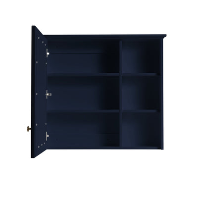 34-in x 30-in Solid Wood Framed Medicine Cabinet with Four Shelvs Navy Blue