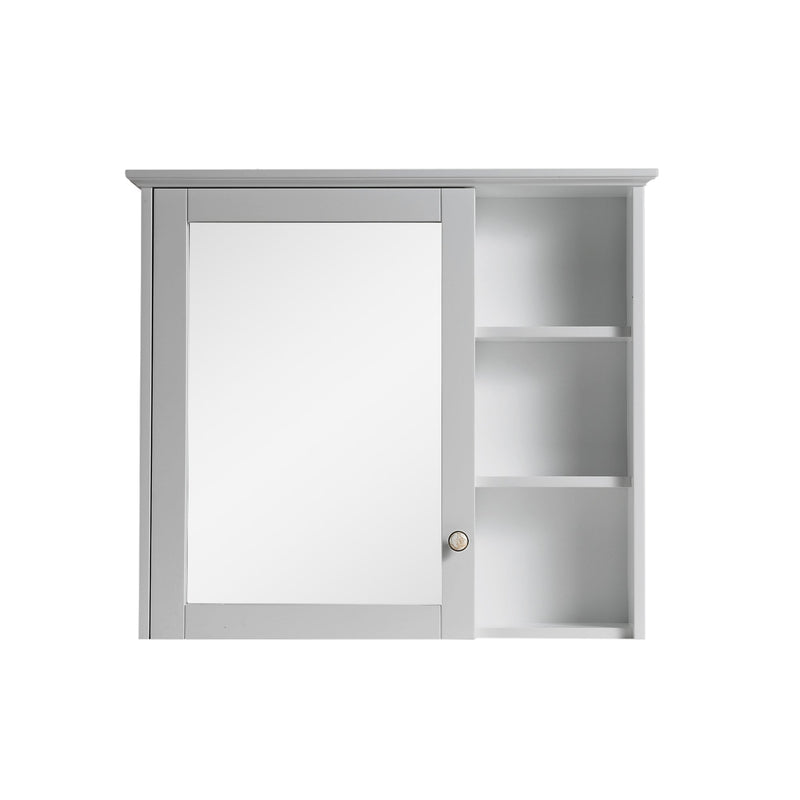 34-in x 30-in Solid Wood Framed Medicine Cabinet with Four Shelvs Titanium Grey