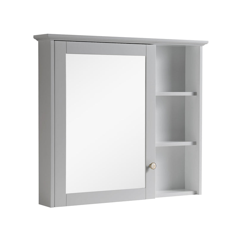 34-in x 30-in Solid Wood Framed Medicine Cabinet with Four Shelvs Titanium Grey